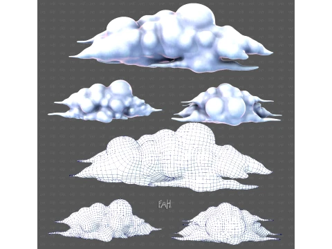 Cartone animato di nuvole V10 Modello 3D