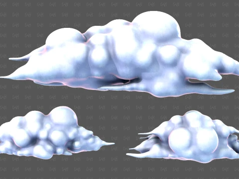 Clouds cartoon V10 3D Model