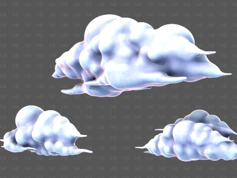 Clouds cartoon V10 3D Model
