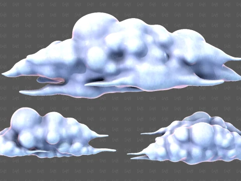 Clouds cartoon V10 3D Model