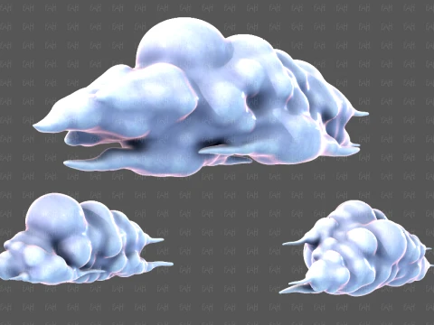 Clouds cartoon V10 3D Model
