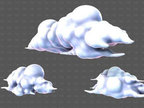 Clouds cartoon V10 3D Model