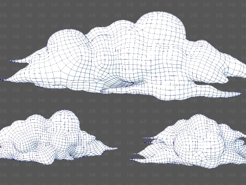 Clouds cartoon V10 3D Model
