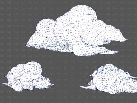 Clouds cartoon V10 3D Model