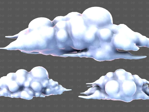 Clouds cartoon V10 3D Model