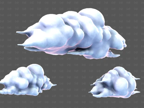 Clouds cartoon V10 3D Model