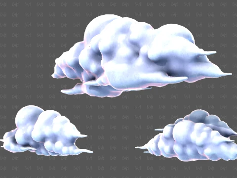 Clouds cartoon V10 3D Model