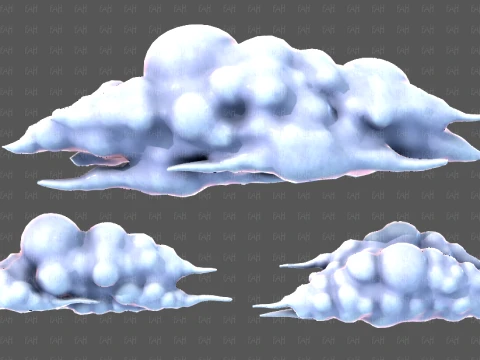 Clouds cartoon V10 3D Model