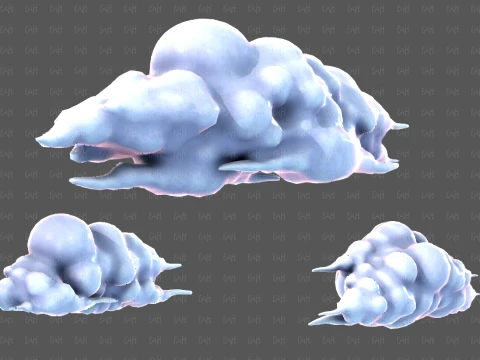 Clouds cartoon V10 3D Model