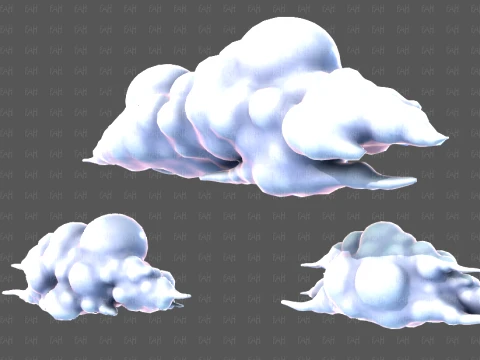 Clouds cartoon V10 3D Model