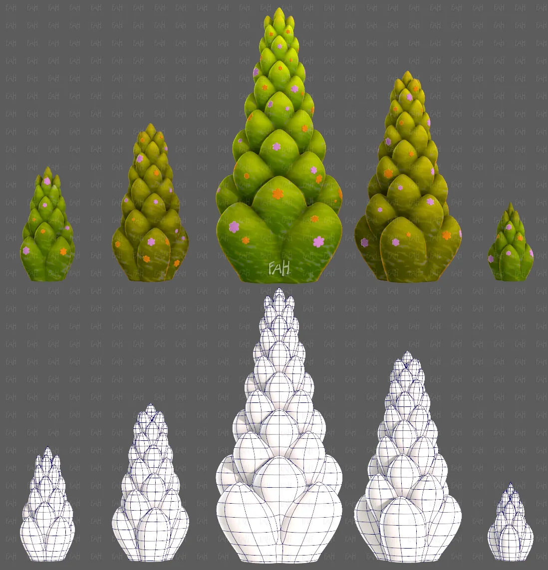 Trees Cartoon V70 3D Model .c4d .max .obj .3ds .fbx .stl .blend