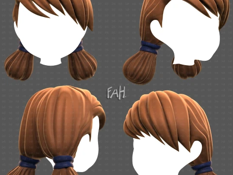 Base Hair for girl V75 Modèle 3D
