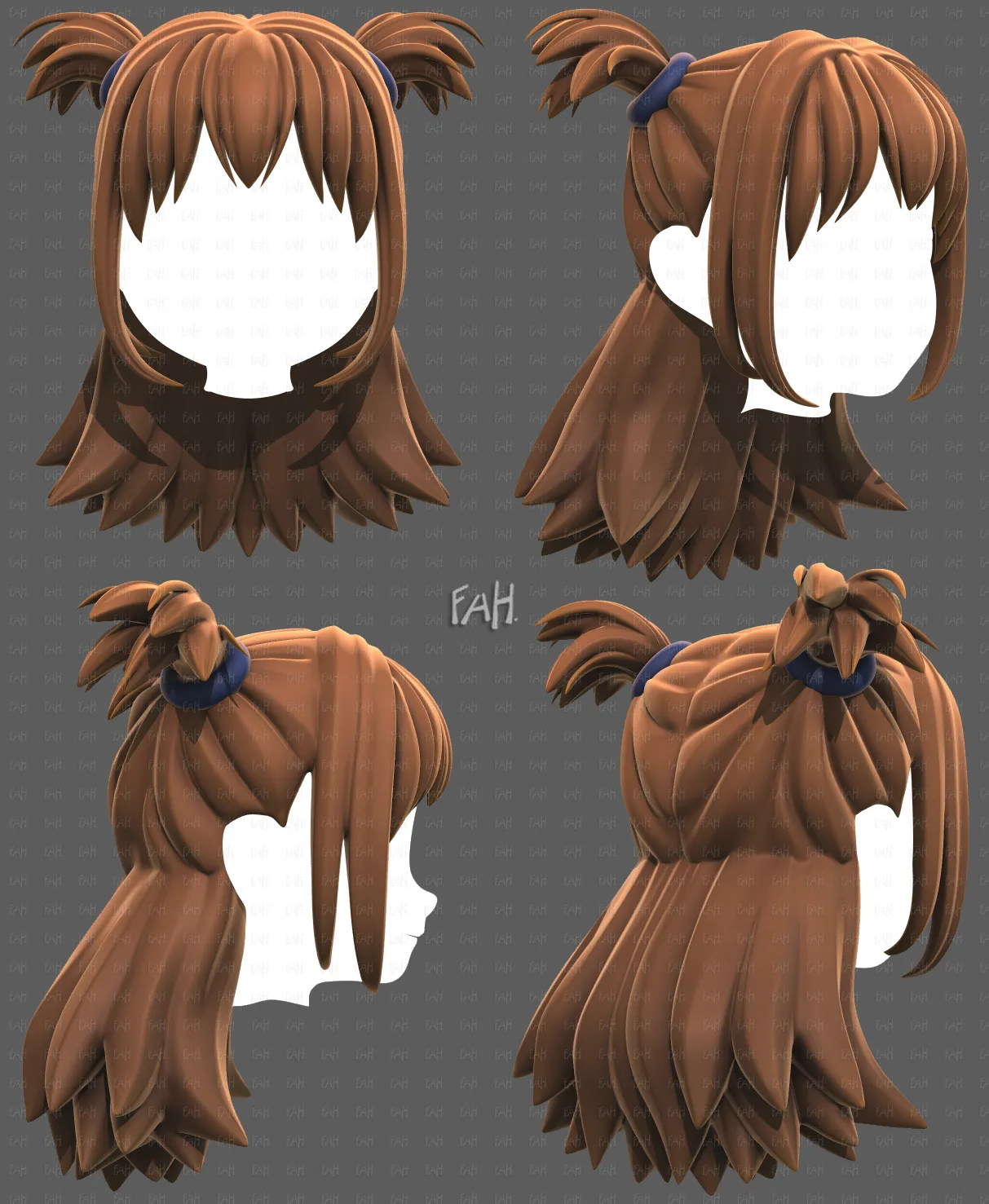 Base Hair for girl V76 3D Model .c4d .max .obj .3ds .fbx .stl .blend 