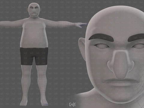 Base mesh man character V26 3D Model