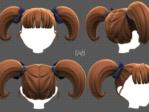 Base Hair for girl V77 3D Model