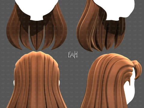 Base Hair for girl V78 3D Model
