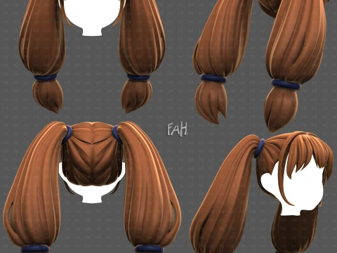 Base Hair for girl V80 Model 3D