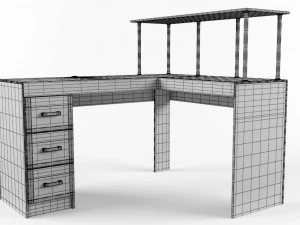 l-shaped office desk 3D Model