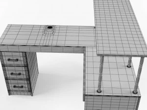 l-shaped office desk 3D Model