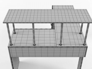 l-shaped office desk 3D मॉडल