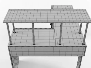 l-shaped office desk 3D Model