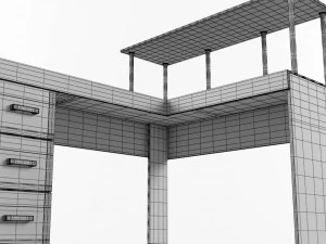 l-shaped office desk 3D Model