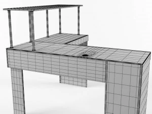 l-shaped office desk 3D Model