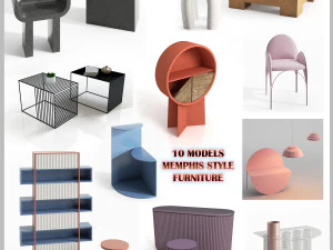 10 models memphis style furniture 3D Model