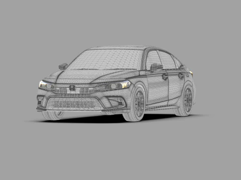 Honda Civic Sedan 2022 HQ interior 3D Model