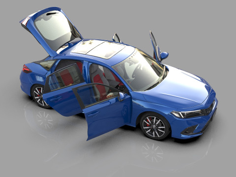 Honda Civic Hatchback 2022 HQ interior 3D 模型