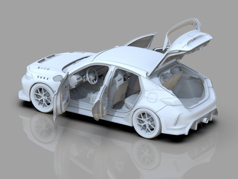Honda Civic Type R 2022 Mugen bodykit HQ interior Modello 3D