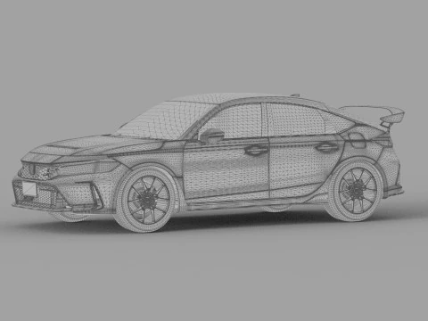 Honda Civic Type R 2022 Mugen bodykit HQ interior 3D Model