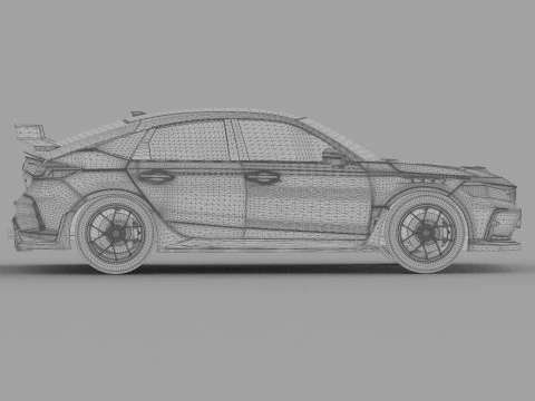 Honda Civic Type R 2022 Mugen bodykit HQ interior 3D Model