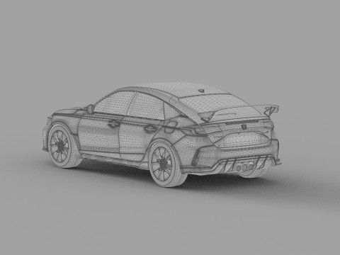 Honda Civic Type R 2022 Mugen bodykit HQ interior Modello 3D