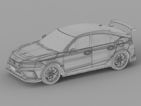 Honda Civic Type R 2022 Mugen bodykit HQ interior Modello 3D