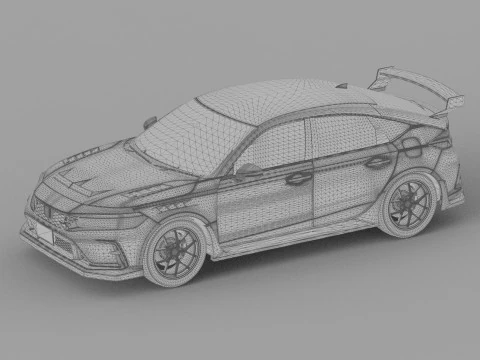 Honda Civic Type R 2022 Mugen bodykit HQ interior 3D Model