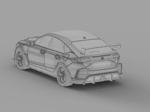 Honda Civic Type R 2022 Mugen bodykit HQ interior 3D Model