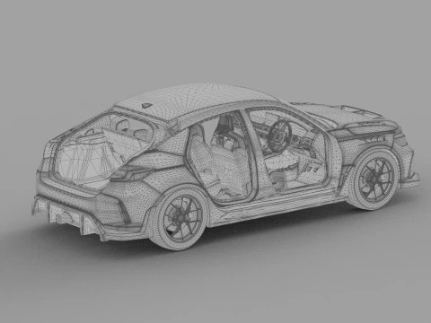 Honda Civic Type R 2022 Mugen bodykit HQ interior 3D Model
