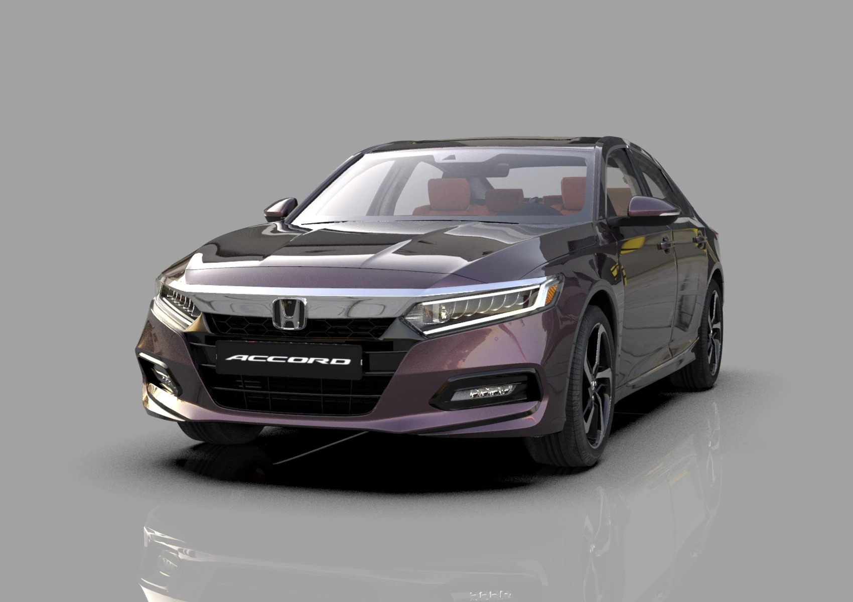Honda Accord 2018-2022 HQ interior 3D Model .c4d .max .obj .3ds .fbx .stl .blend