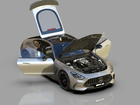 Mercedes Benz AMG GT63 2024 HQ interior 3D Model