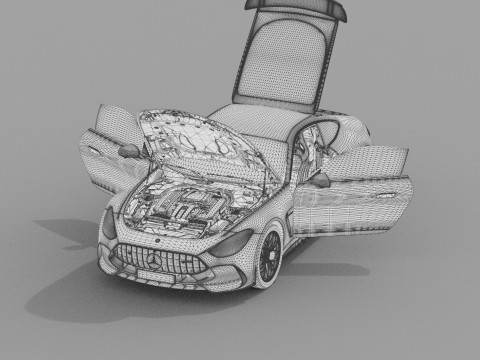 Mercedes Benz AMG GT63 2024 HQ interior 3D Model