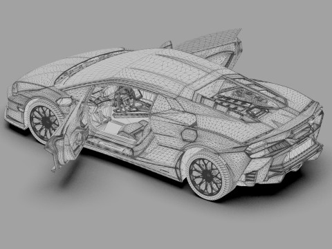 Lanbroghini Temerario 2024 HQ interior 3Dモデル