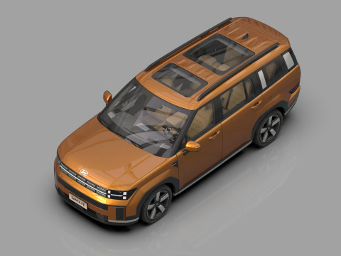 Hyundai Santa Fe Hybrid 2024 HQ interior 3D मॉडल