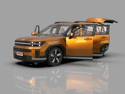 Hyundai Santa Fe Hybrid 2024 HQ interior 3D मॉडल