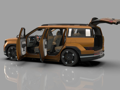 Hyundai Santa Fe Hybrid 2024 HQ interior 3D मॉडल