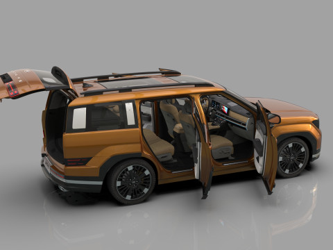 Hyundai Santa Fe Hybrid 2024 HQ interior 3D मॉडल