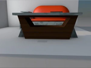 चीनी मिट्टी और ग्लास स्टैंड के साथ लाल सोफा रूसी में गलतियों के लिए क्षमा करें 3D मॉडल