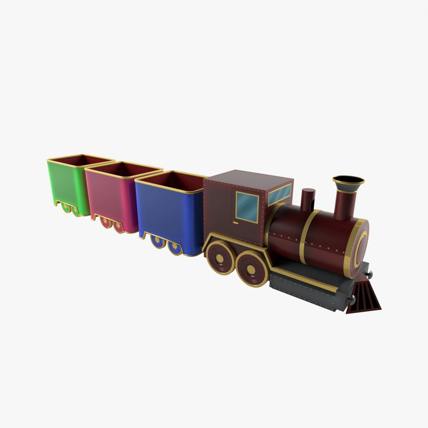 toy train and vagon 3D Model .c4d .max .obj .3ds .fbx .stl .blend 