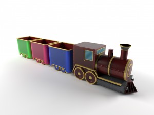 toy train and vagon Model 3D