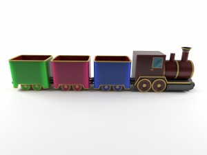 toy train and vagon Model 3D